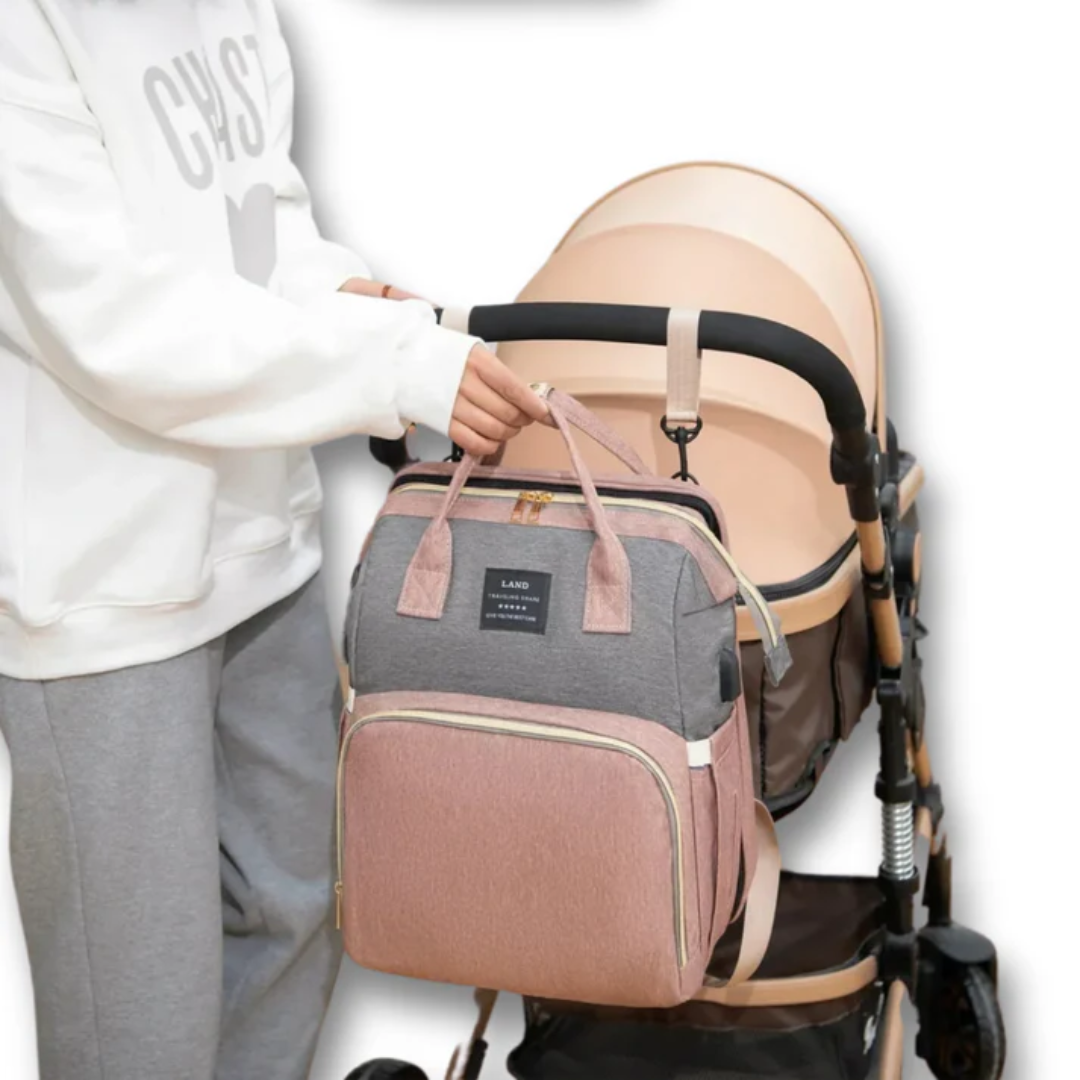 Mochila cambiador para bebé con cuna plegable portátil