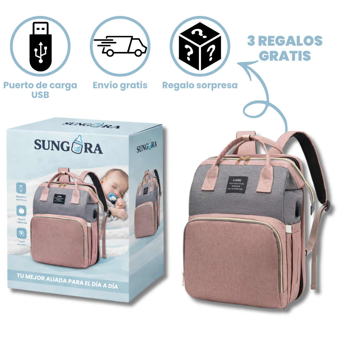 Mochila cambiador para bebé con cuna plegable portátil