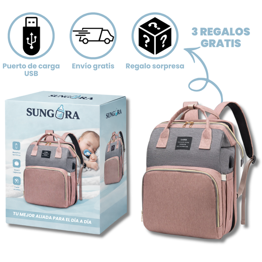 Mochila cambiador para bebé con cuna plegable portátil